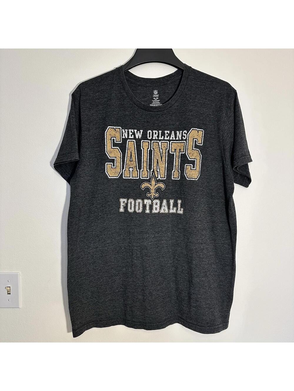 NEW ORLEANS SAINTS Men Adult XL Gray Short Sleeve NFL Football Crew Neck T Shirt